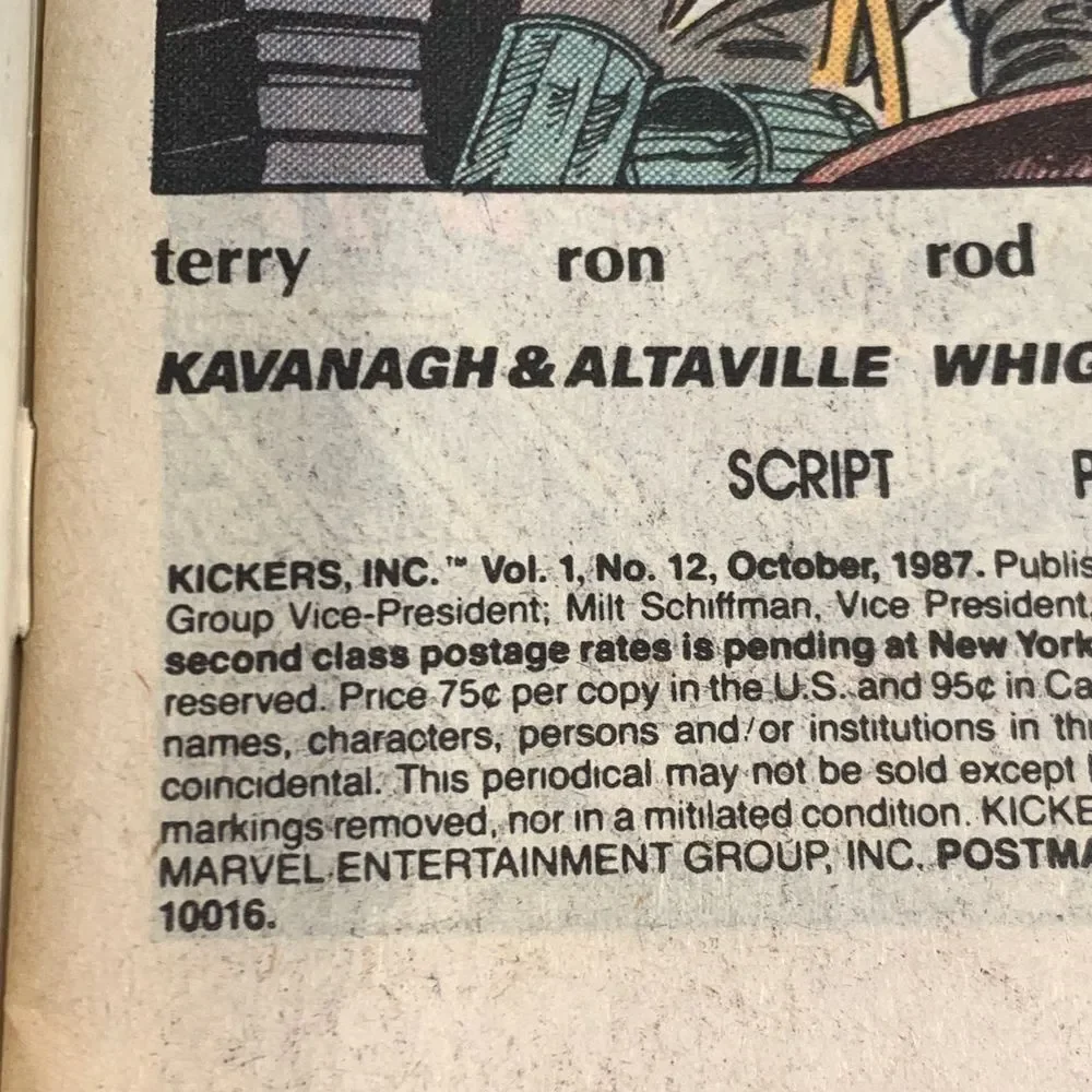 Marvel Kickers Inc #12 Comic Book [1987] New Universe‎ Magnola Art UFO Cover
